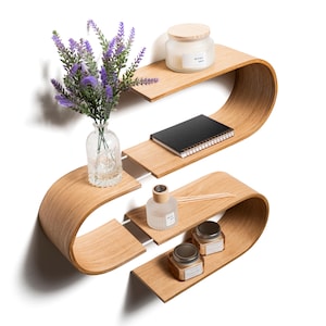 Floating wall mounted shelf from wood