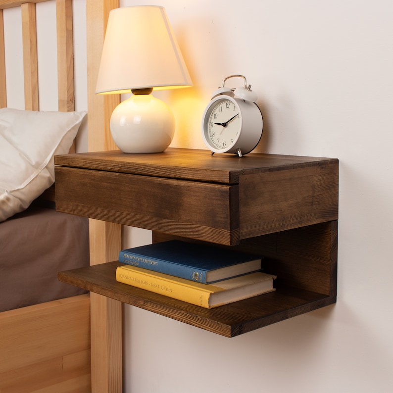 tollsWalnut Colored Floating Nightstand