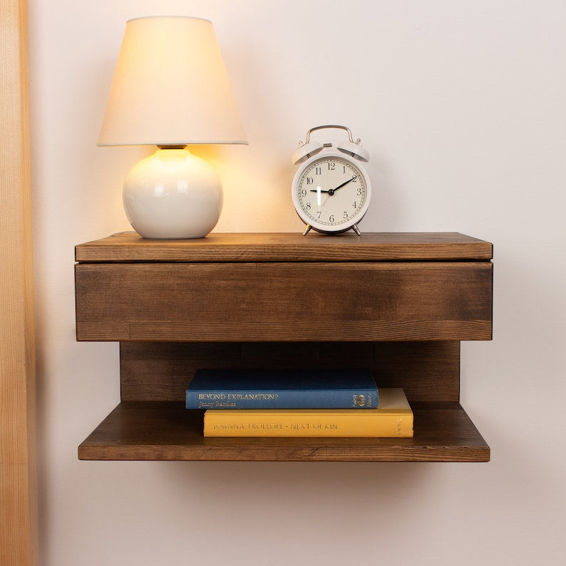 tollsWalnut Colored Floating Nightstand