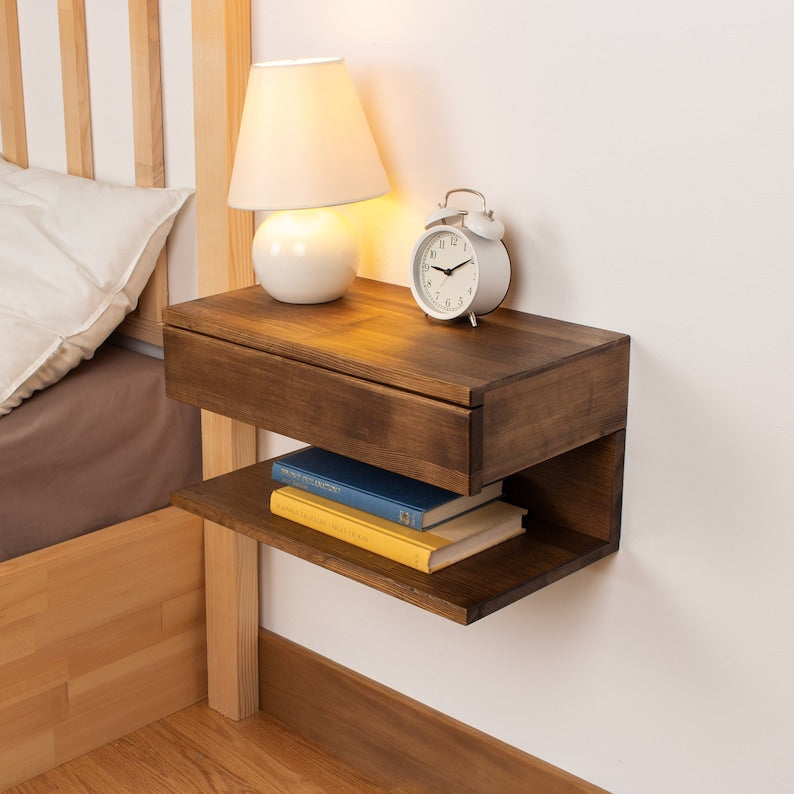 tollsWalnut Colored Floating Nightstand