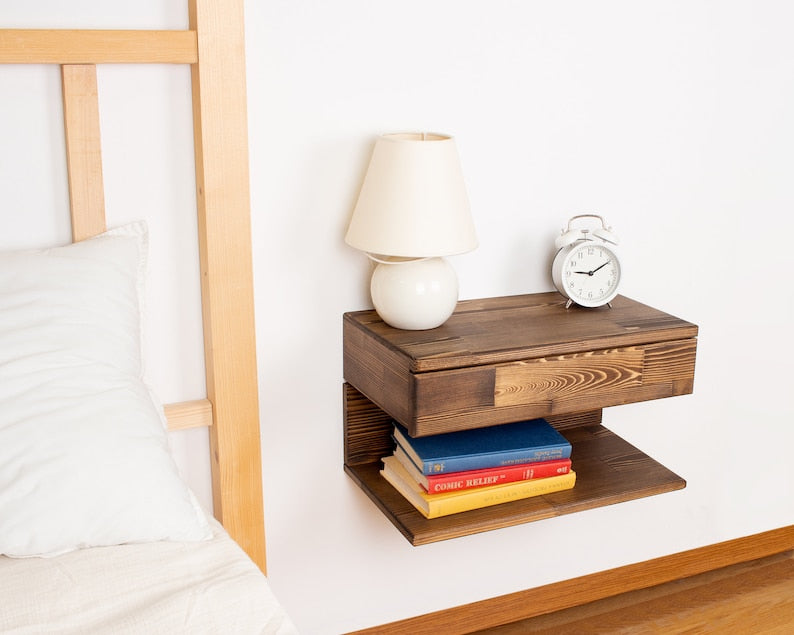 tollsWalnut Colored Floating Nightstand