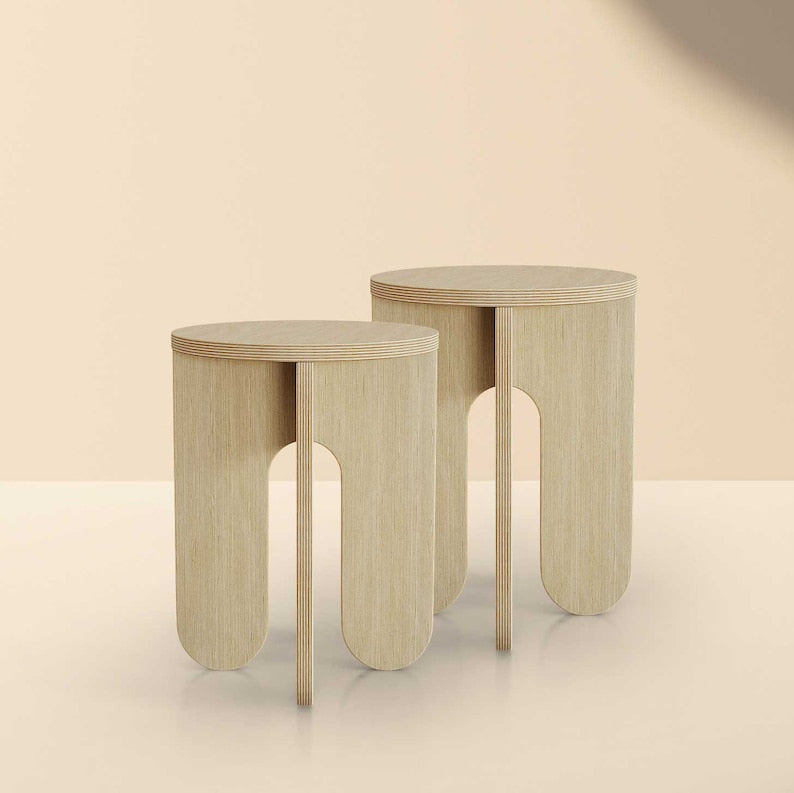 Wooden Stool. Modern Side Table